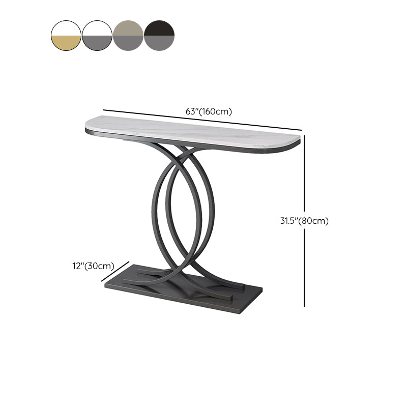 Glam Half Moon Console Table Iron Console Sofa Table for Hall