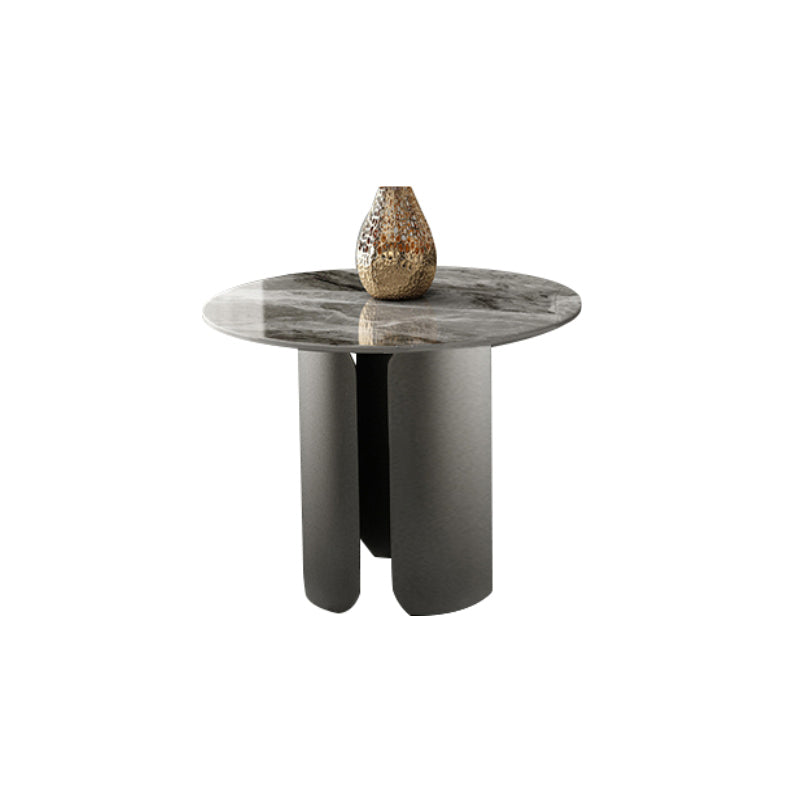 Round Coffee Table 3 Legs Slate Coffee Table Set with Metal Legs