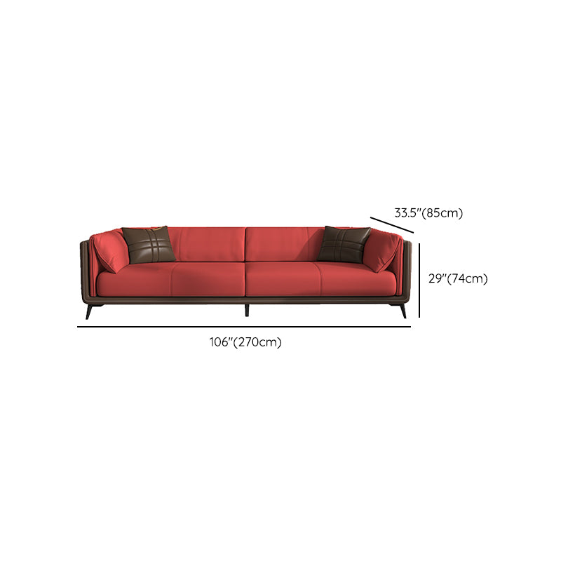 Genuine Leather Sofa Stationary Square Arm Seating for Living Room