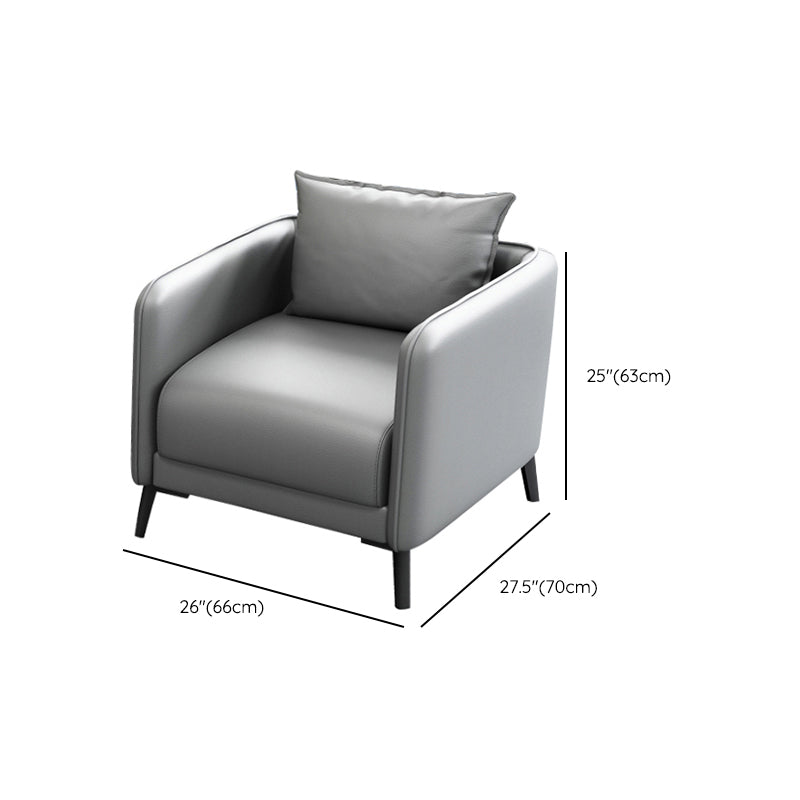 Leather Pillow Back Sofa Stationary Square Arm Seating for Living Room