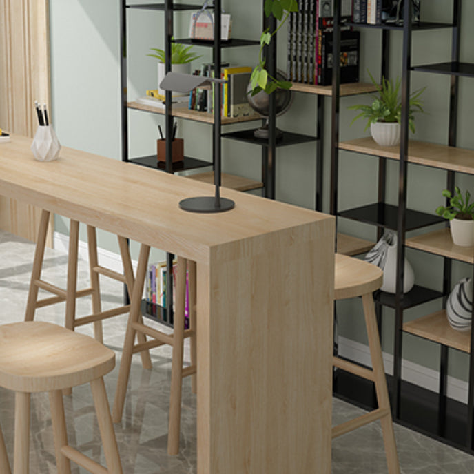 Modern Rectangle Bar Table Set 1/7 Pcs Solid Wood Bar Table and Backless Stools