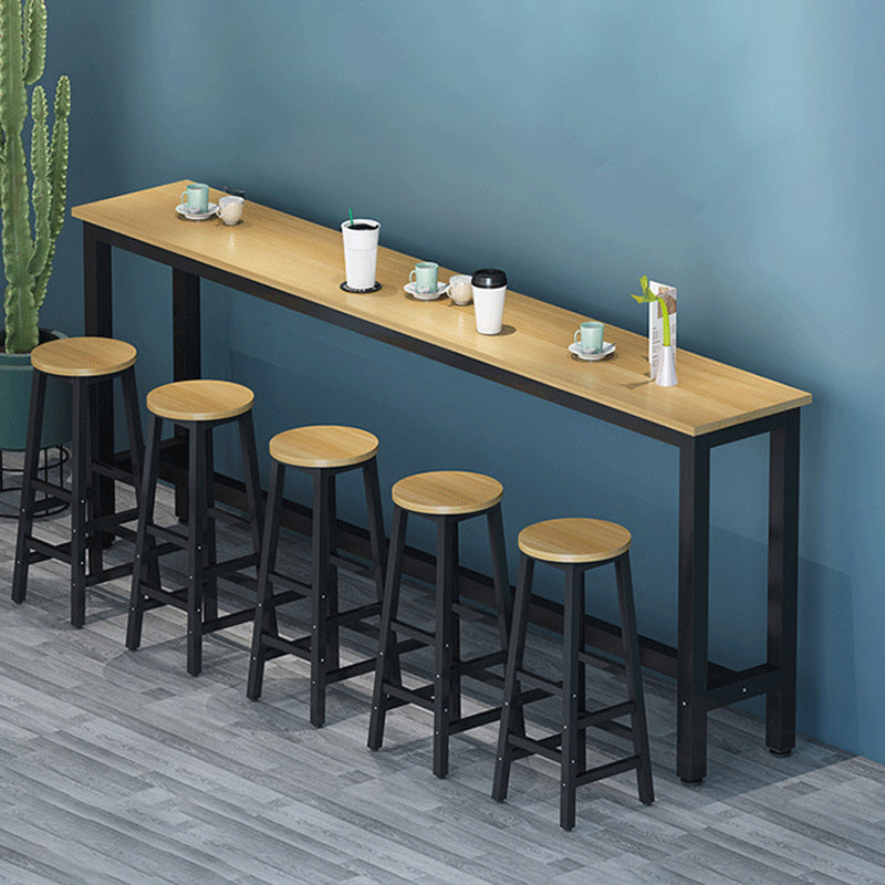 Modern Artificial Wood Bar Table Rectangle Table Metal Base for Cafe