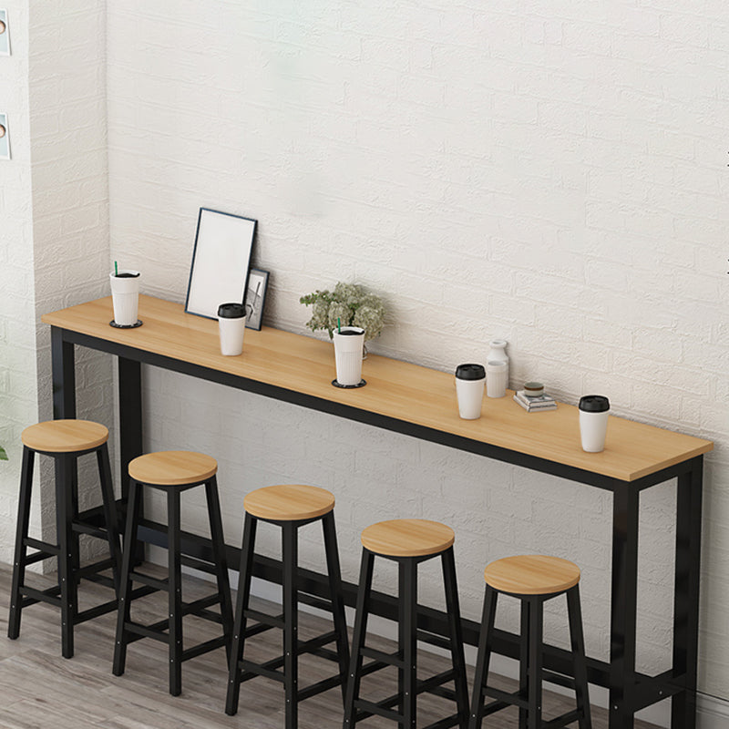 Modern Artificial Wood Bar Table Rectangle Table Metal Base for Cafe