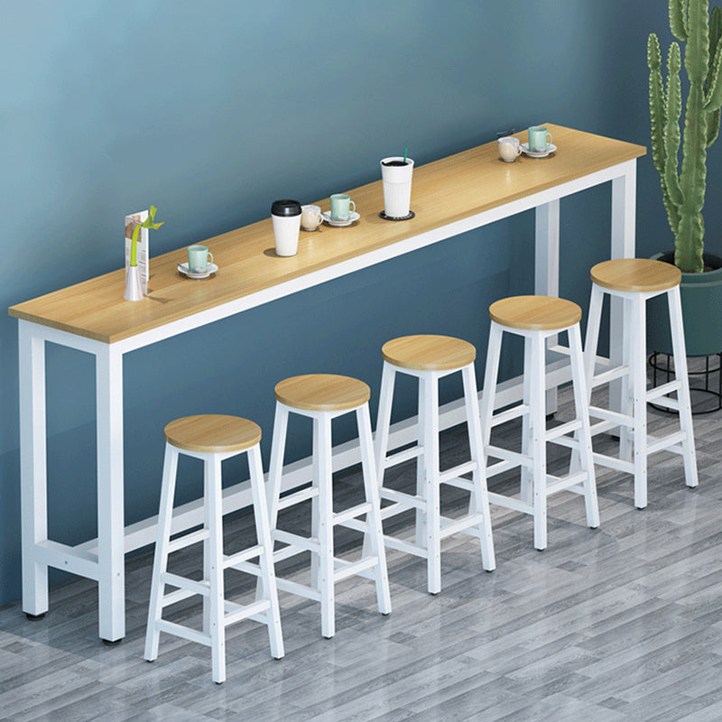 Modern Artificial Wood Bar Table Rectangle Table Metal Base for Cafe
