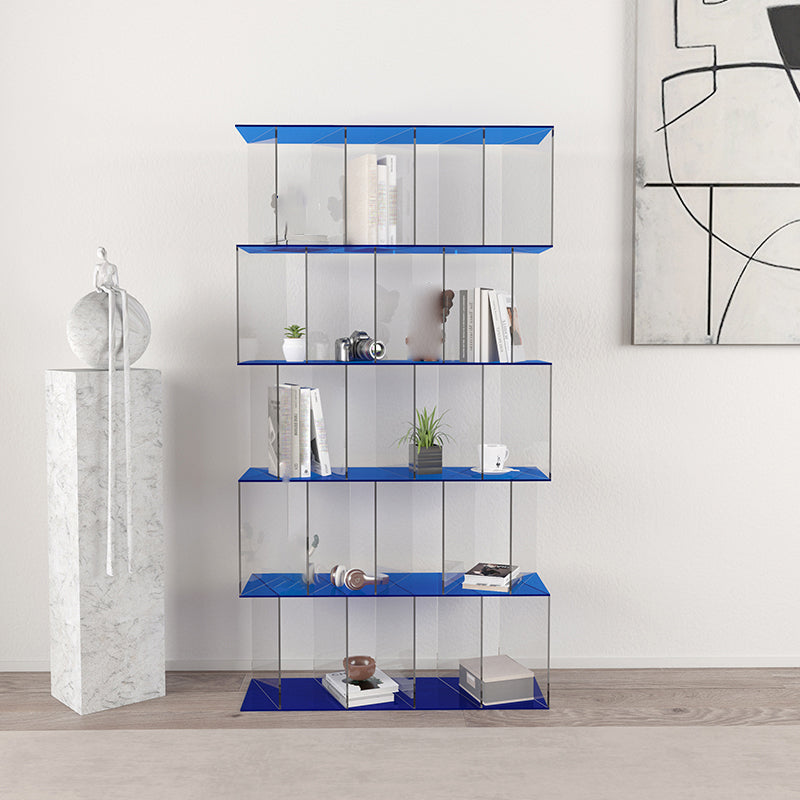 Contemporary Open Back Vertical Bookcase Acrylic Bookshelf with Shelves