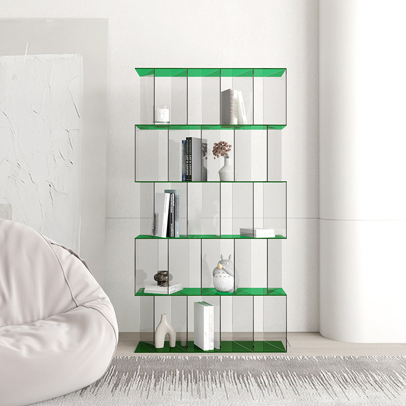 Contemporary Open Back Vertical Bookcase Acrylic Bookshelf with Shelves