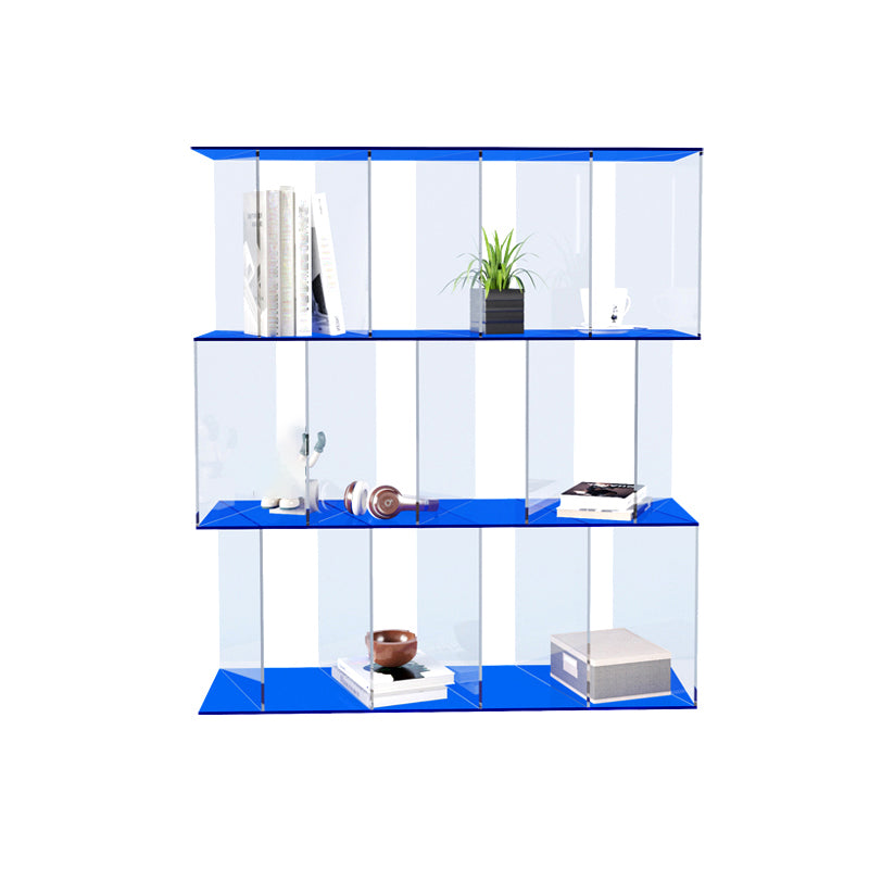 Contemporary Open Back Vertical Bookcase Acrylic Bookshelf with Shelves