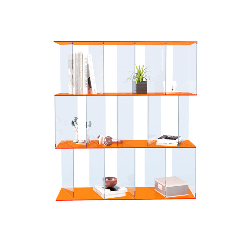 Contemporary Open Back Vertical Bookcase Acrylic Bookshelf with Shelves