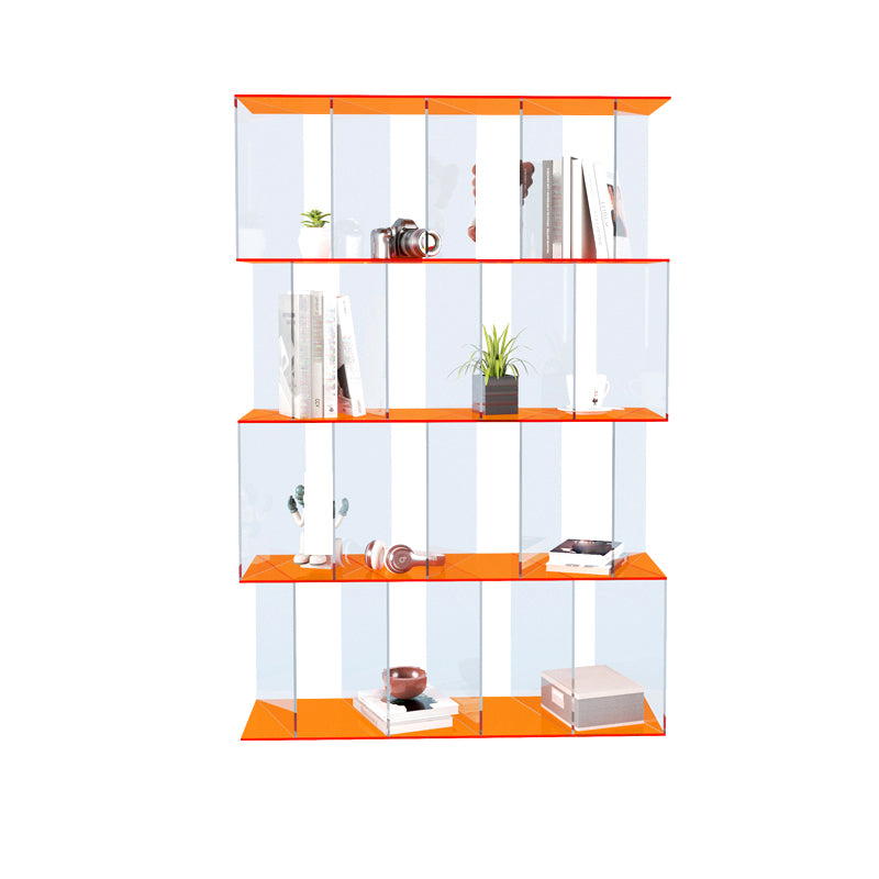 Contemporary Open Back Vertical Bookcase Acrylic Bookshelf with Shelves