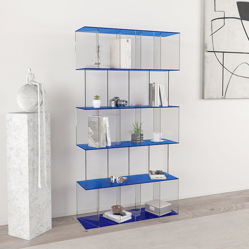 Contemporary Open Back Vertical Bookcase Acrylic Bookshelf with Shelves