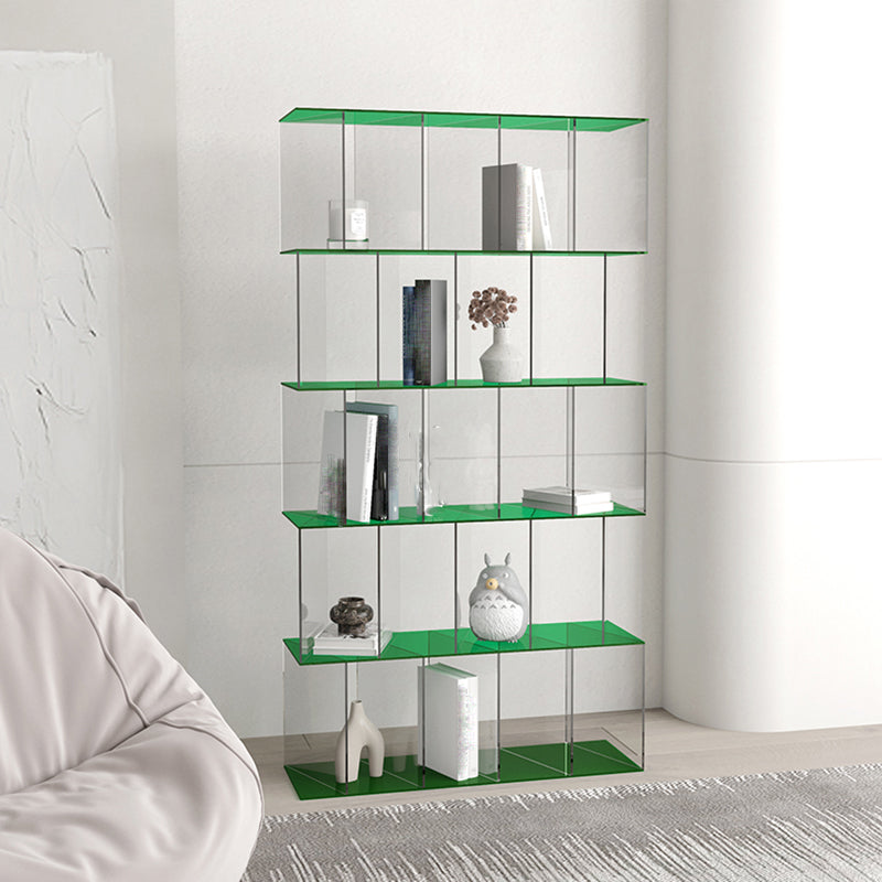 Contemporary Open Back Vertical Bookcase Acrylic Bookshelf with Shelves