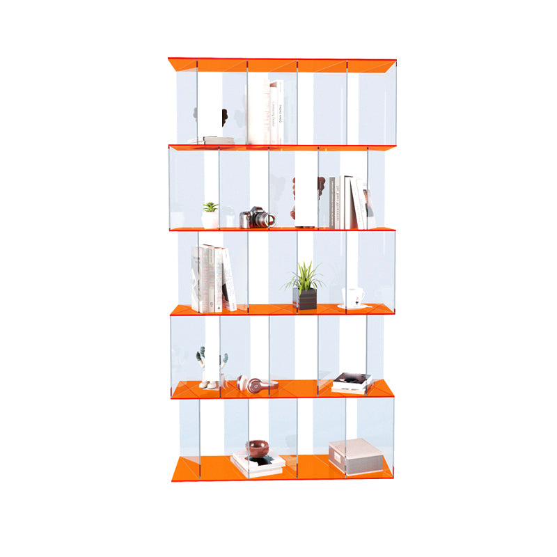 Contemporary Open Back Vertical Bookcase Acrylic Bookshelf with Shelves