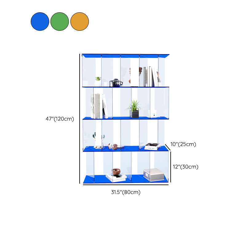 Contemporary Open Back Vertical Bookcase Acrylic Bookshelf with Shelves