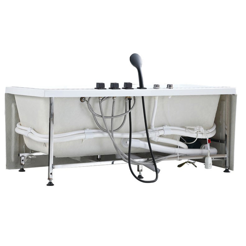 Flat Bottom Soaking Bath Tub Antique Finish Rectangular Modern Bathtub