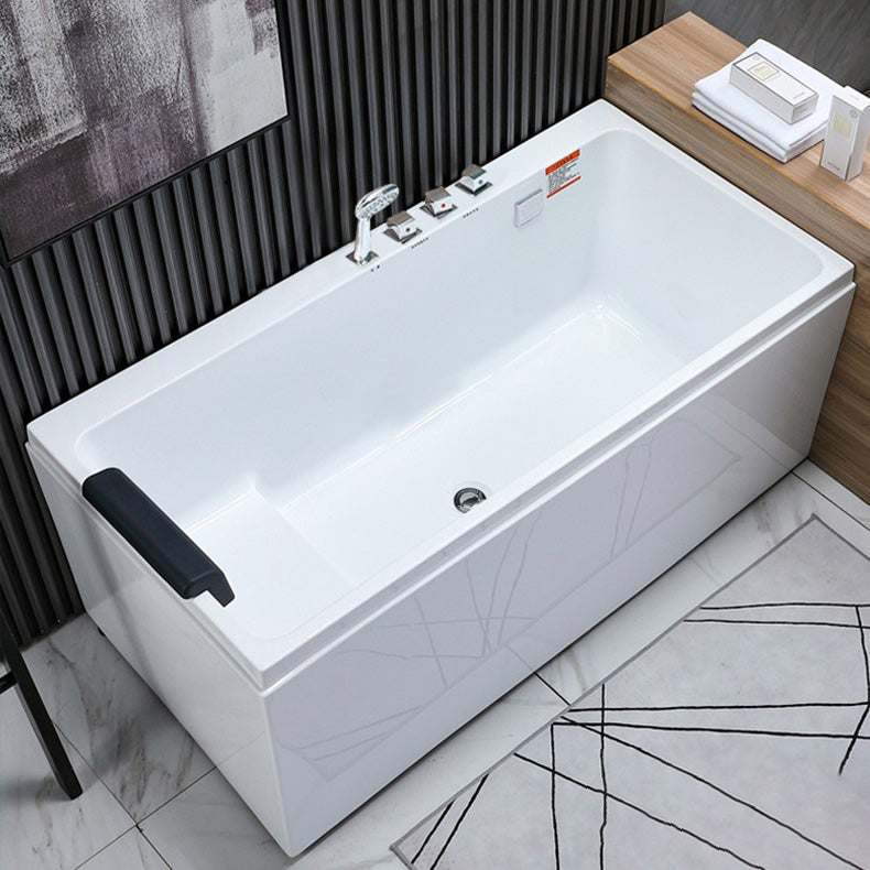 Acrylic Freestanding Bath White Soaking Rectangular Modern Bathtub