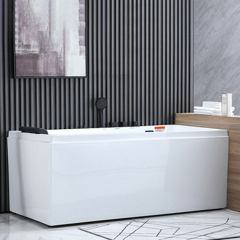 Acrylic Freestanding Bath White Soaking Rectangular Modern Bathtub