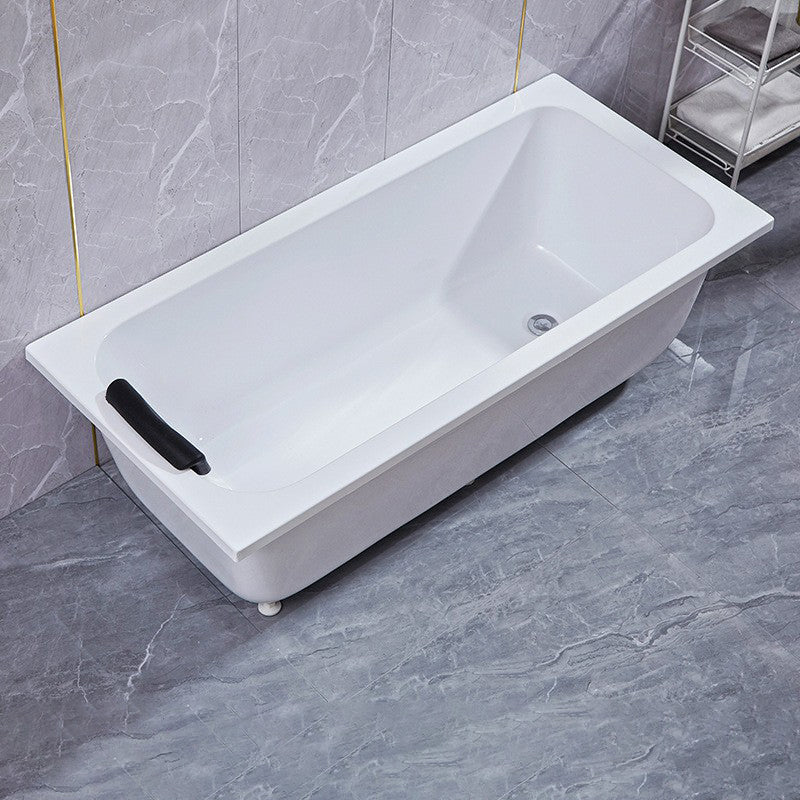 Modern Rectangular Bathtub Back to Wall Soaking Acrylic Freestanding Bath