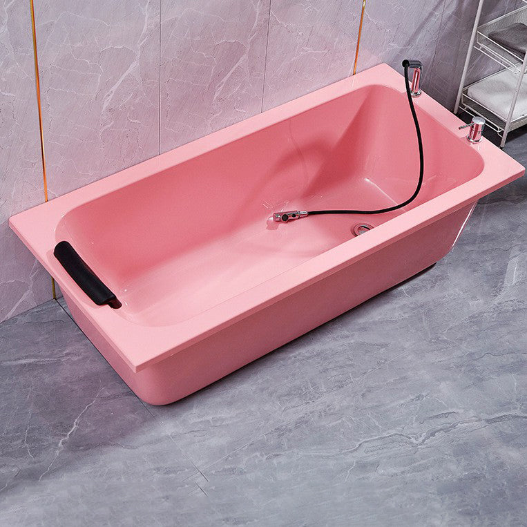 Modern Rectangular Bathtub Back to Wall Soaking Acrylic Freestanding Bath