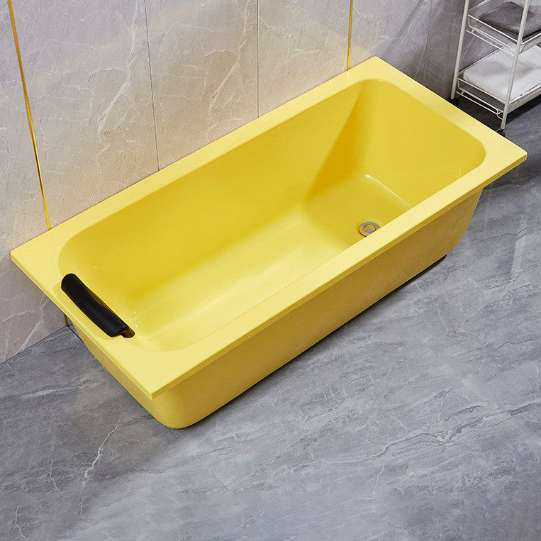 Modern Rectangular Bathtub Back to Wall Soaking Acrylic Freestanding Bath