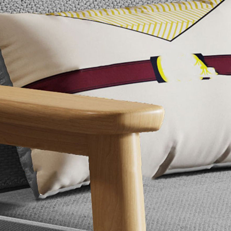 Scandinavian Gray Futon Sleeper Sofa Square Arms Futon and Mattress