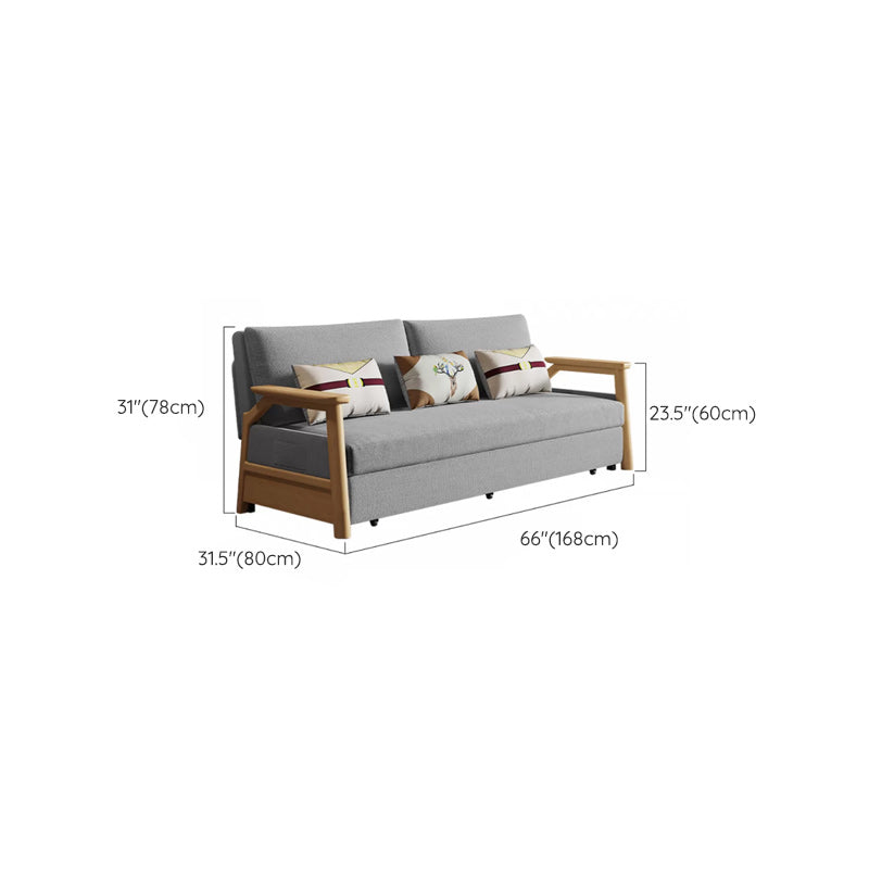 Scandinavian Gray Futon Sleeper Sofa Square Arms Futon and Mattress