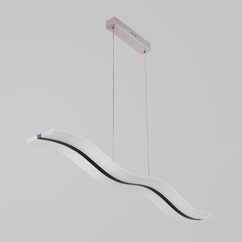 Linear Shape Metal Island Chandelier Modern 1 Light Island Ceiling Light in Black