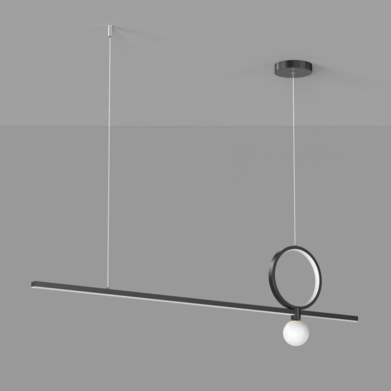Linear Shape Metal Island Chandelier Modern Style 3 Lights Island Ceiling Light