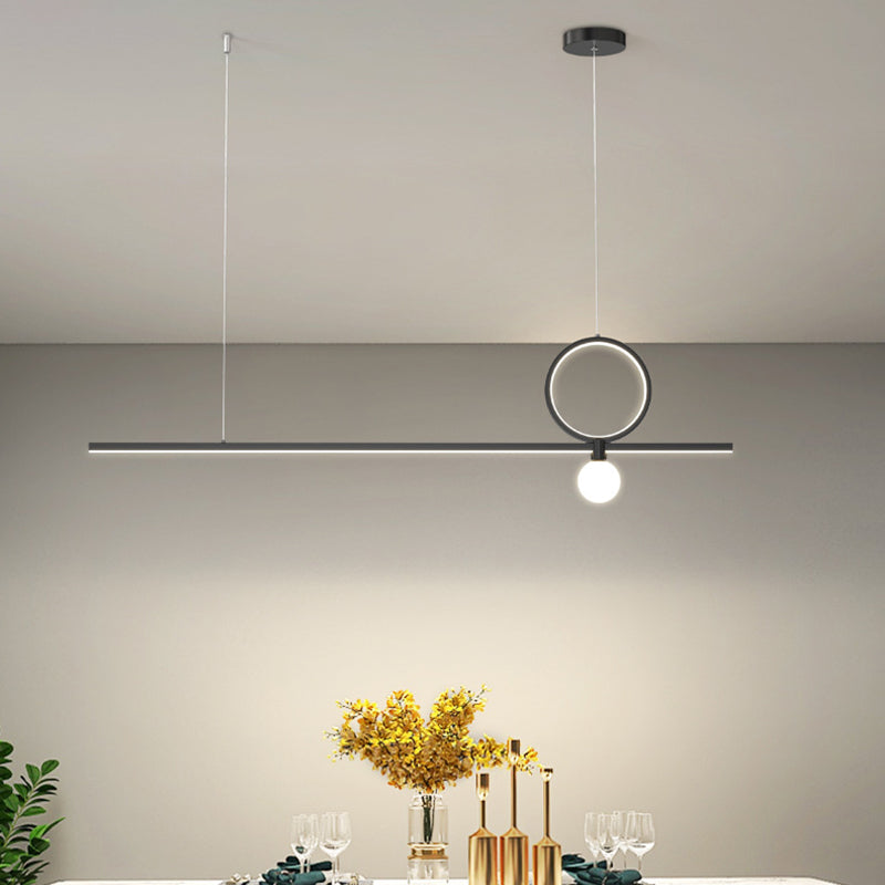 Linear Shape Metal Island Chandelier Modern Style 3 Lights Island Ceiling Light