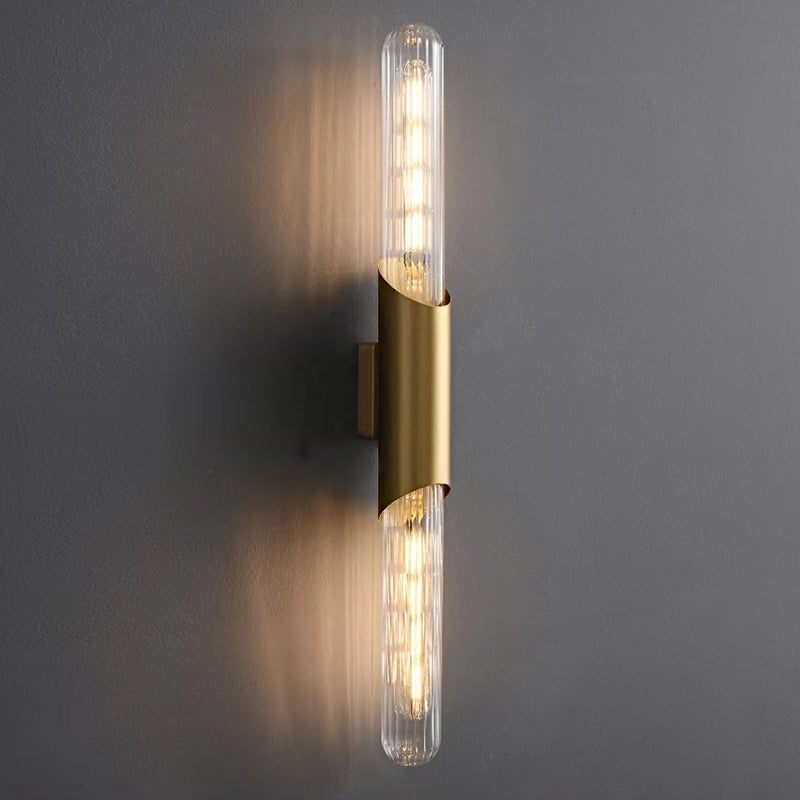 Linear Shape Metal Vanity Sconce Light Modern Style 2-Lights Vanity Mirror Lights in Gold