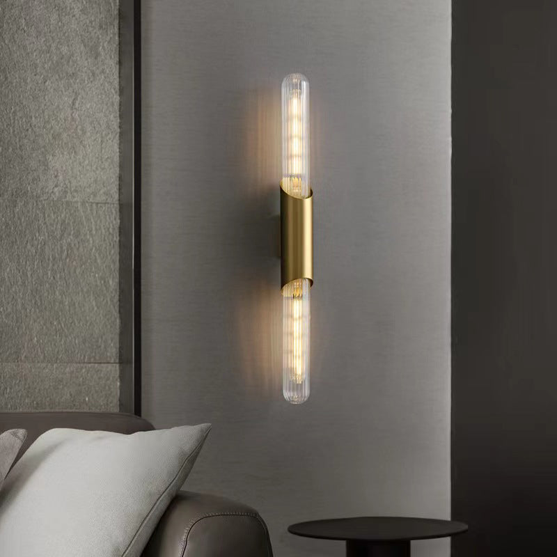 Linear Shape Metal Vanity Sconce Light Modern Style 2-Lights Vanity Mirror Lights in Gold