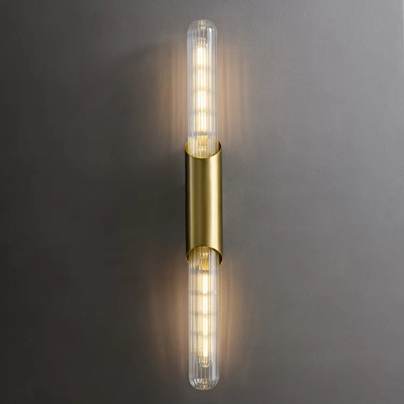 Linear Shape Metal Vanity Sconce Light Modern Style 2-Lights Vanity Mirror Lights in Gold