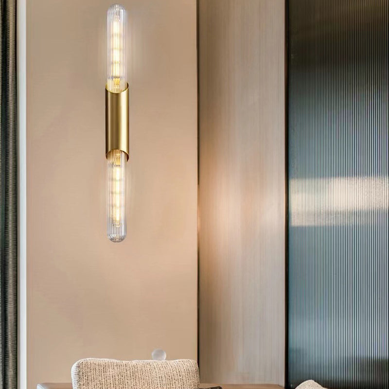 Linear Shape Metal Vanity Sconce Light Modern Style 2-Lights Vanity Mirror Lights in Gold