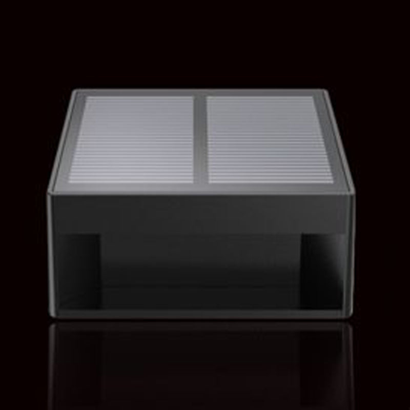 Rectangular Shape Metal Outdoor Lights Modern Style 1-Light Solar Pillar Lamp in Black