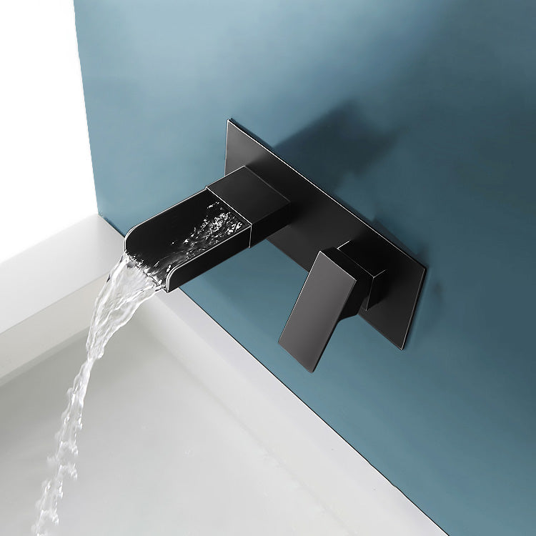 Widespread Wall Mounted Bathroom Sink Faucet Lever Handle Low Arc Sink Faucet