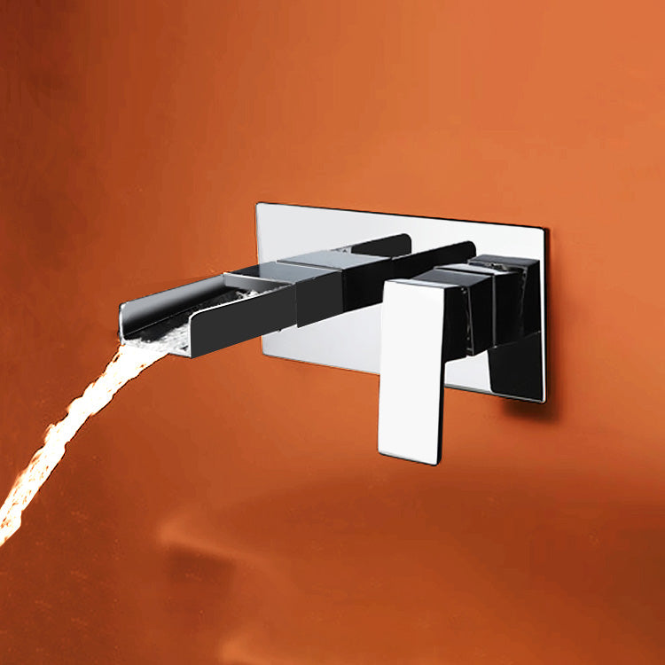 Widespread Wall Mounted Bathroom Sink Faucet Lever Handle Low Arc Sink Faucet