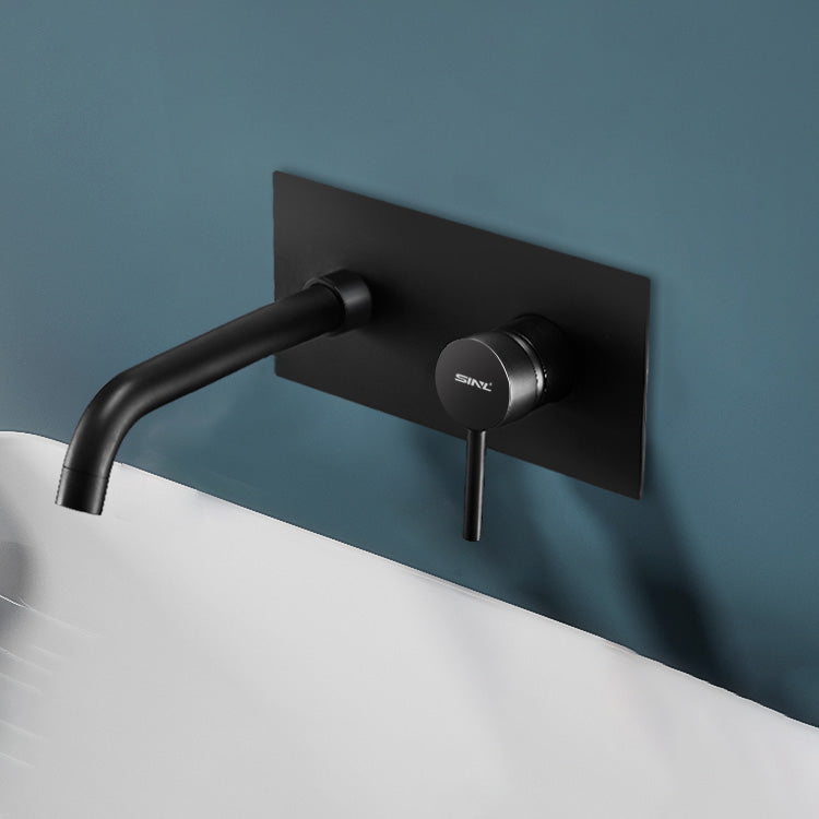 Widespread Wall Mounted Bathroom Sink Faucet Lever Handle Low Arc Sink Faucet