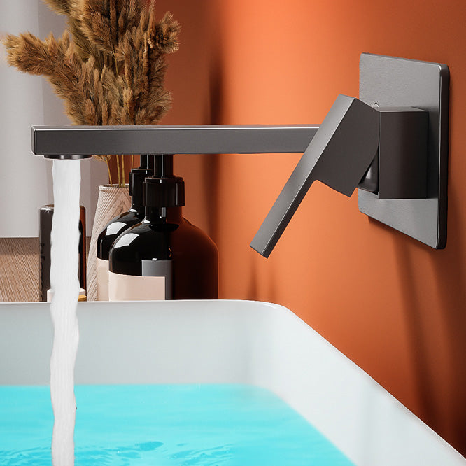 Widespread Wall Mounted Bathroom Sink Faucet Lever Handle Low Arc Sink Faucet