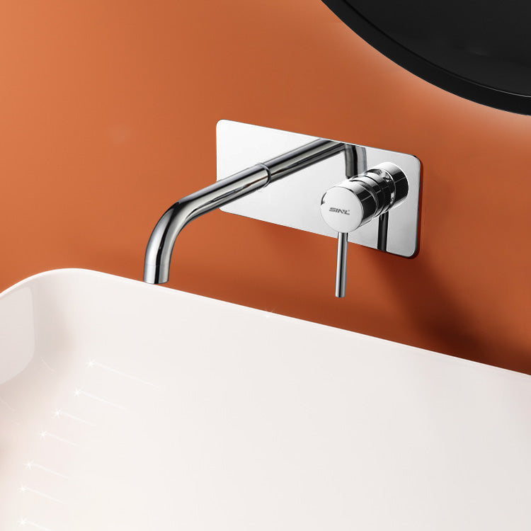 Widespread Wall Mounted Bathroom Sink Faucet Lever Handle Low Arc Sink Faucet