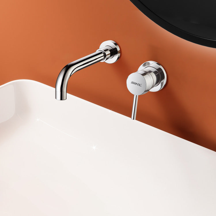 Widespread Wall Mounted Bathroom Sink Faucet Lever Handle Low Arc Sink Faucet