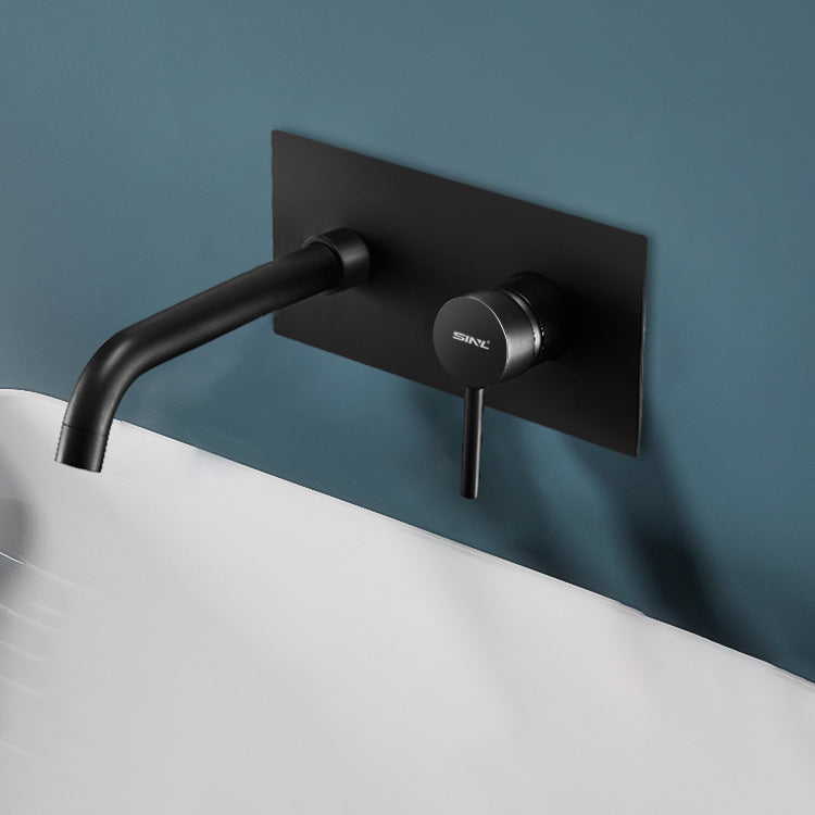 Widespread Wall Mounted Bathroom Sink Faucet Lever Handle Low Arc Sink Faucet