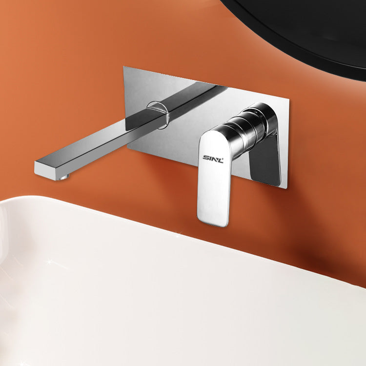 Widespread Wall Mounted Bathroom Sink Faucet Lever Handle Low Arc Sink Faucet