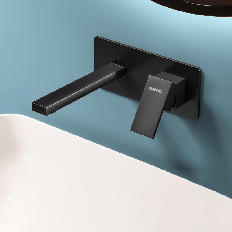 Widespread Wall Mounted Bathroom Sink Faucet Lever Handle Low Arc Sink Faucet