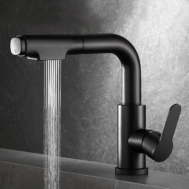 Modern Sink Faucet Pull-out Lever Handle Brass Faucet Bathroom