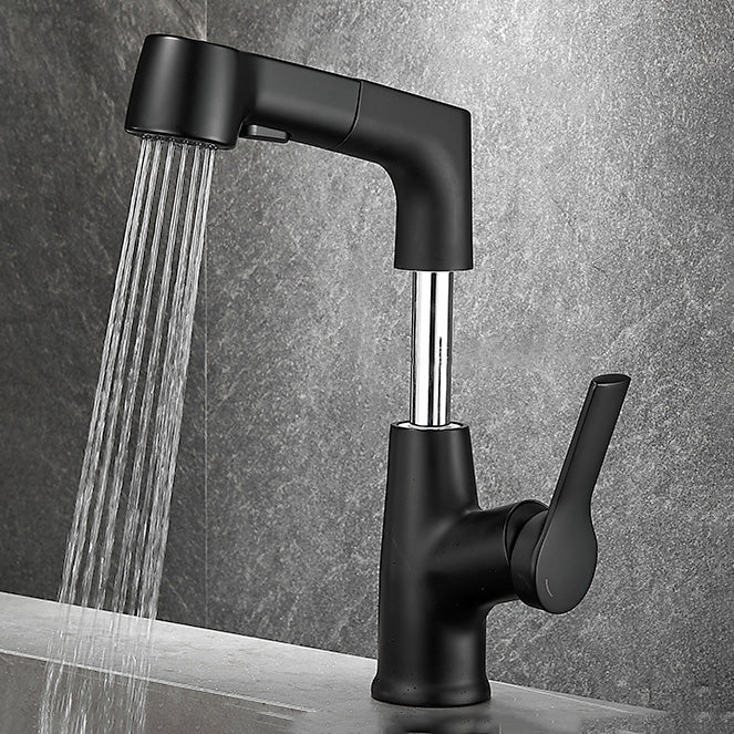 Modern Sink Faucet Pull-out Lever Handle Brass Faucet Bathroom