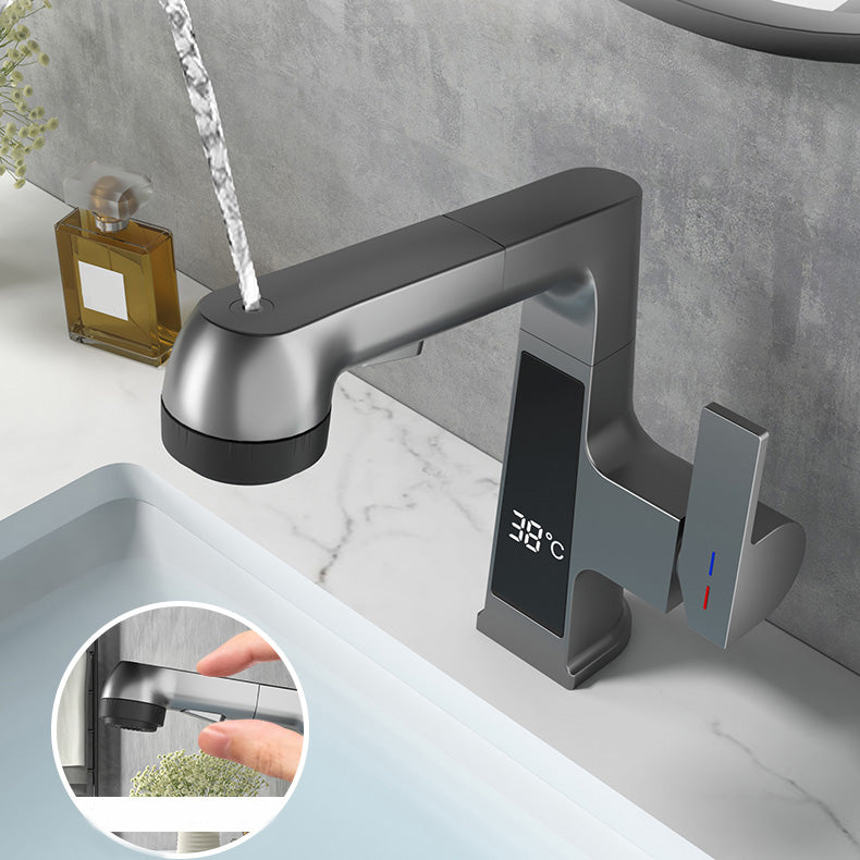 Modern Sink Faucet Pull-out Lever Handle Brass Faucet Bathroom