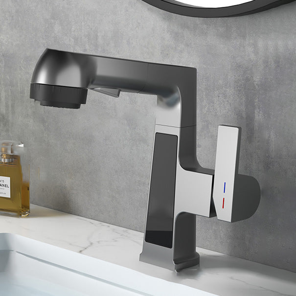 Modern Sink Faucet Pull-out Lever Handle Brass Faucet Bathroom