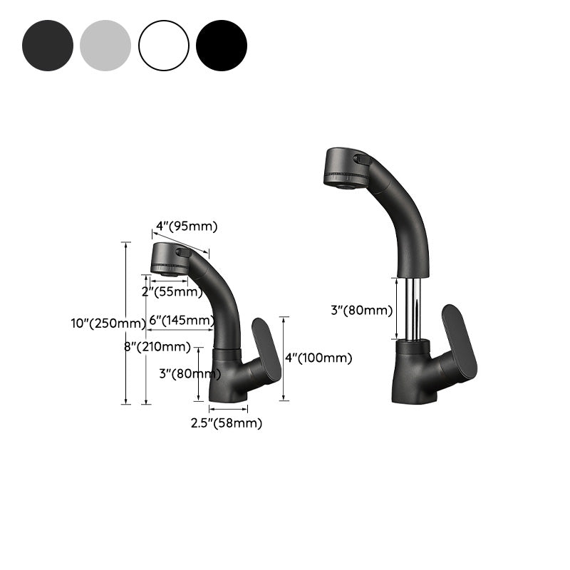 Modern Sink Faucet Pull-out Lever Handle Brass Faucet Bathroom