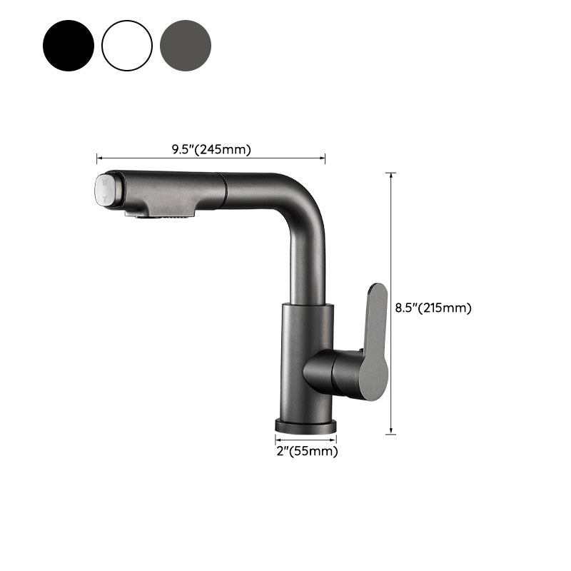 Modern Sink Faucet Pull-out Lever Handle Brass Faucet Bathroom