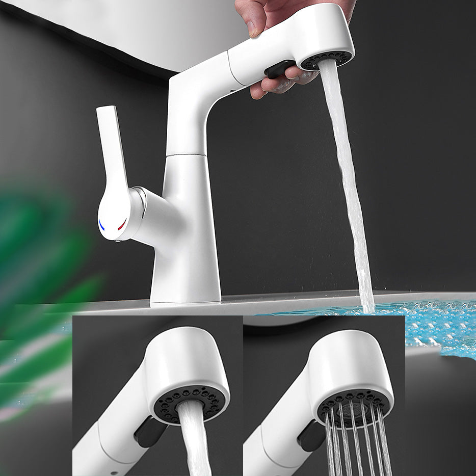 Modern Vessel Sink Faucet Lever Handle Pull-out Bathroom Faucet