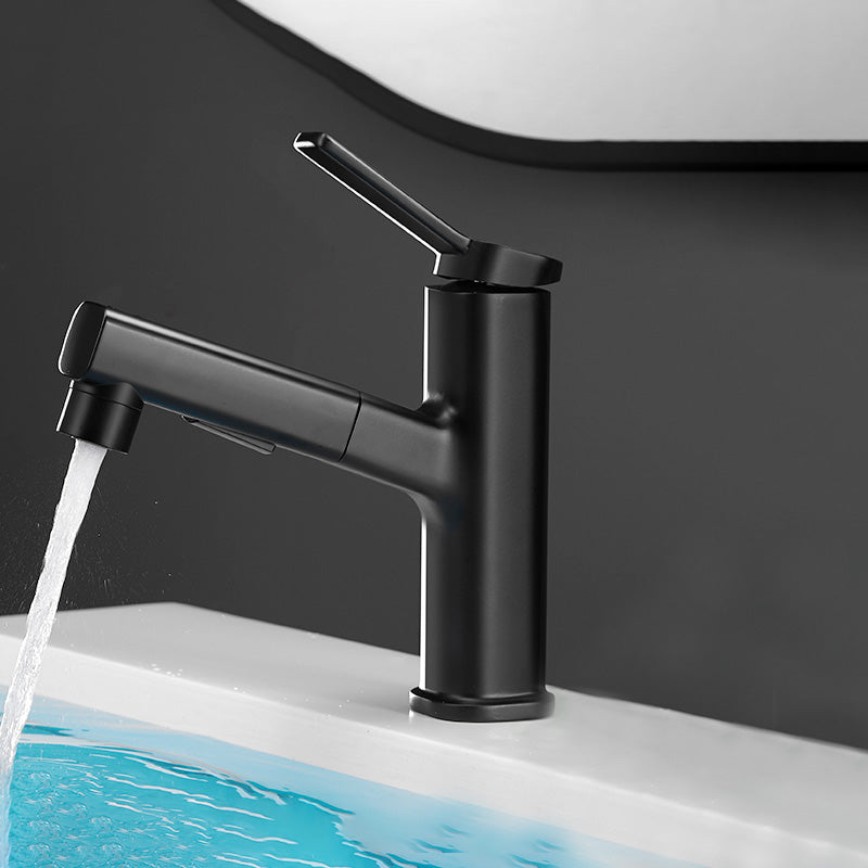 Modern Vessel Sink Faucet Lever Handle Pull-out Bathroom Faucet